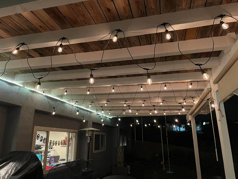 Outdoor Patio String Light Installation by Handy Ivan in San Diego, CA.